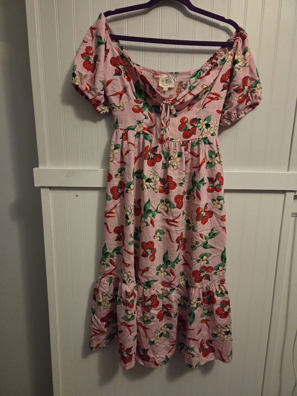 Umgee Cherry & Chili Pepper Midi Dress NWT Size S